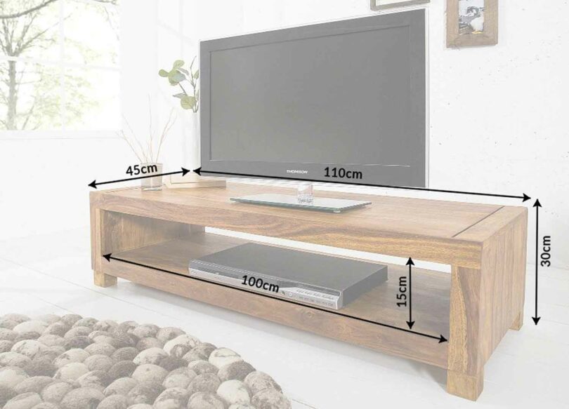 dimensions banc tv en bois massif