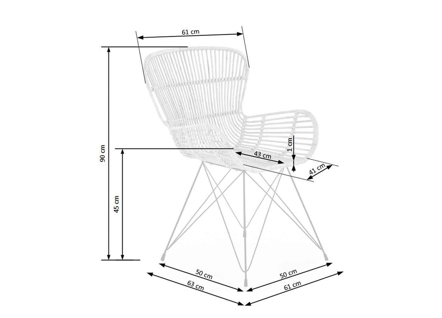 dimensions chaise en rotin naturel