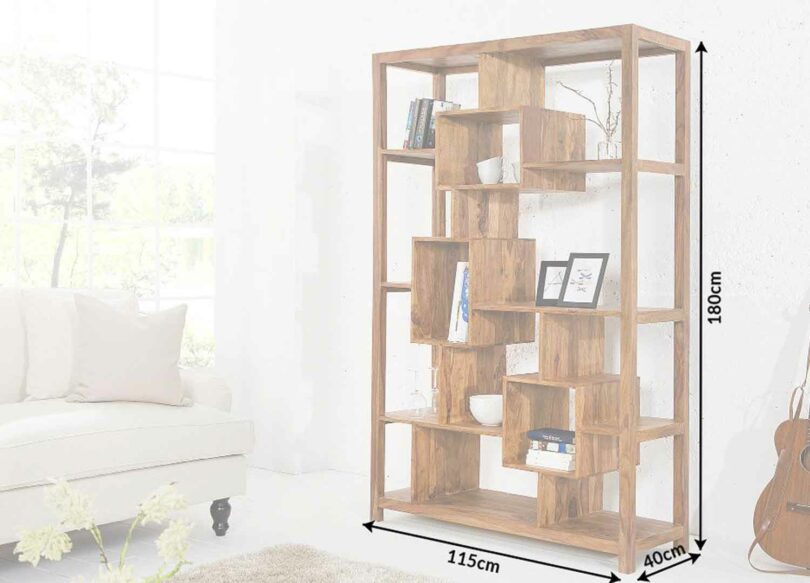 dimensions bibliothèque en bois massif