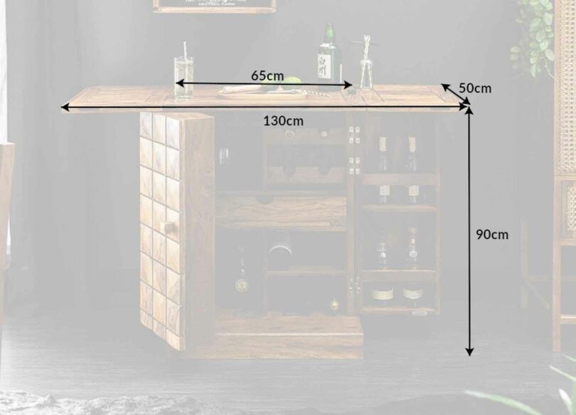 dimensions bar dépliant à effet 3D