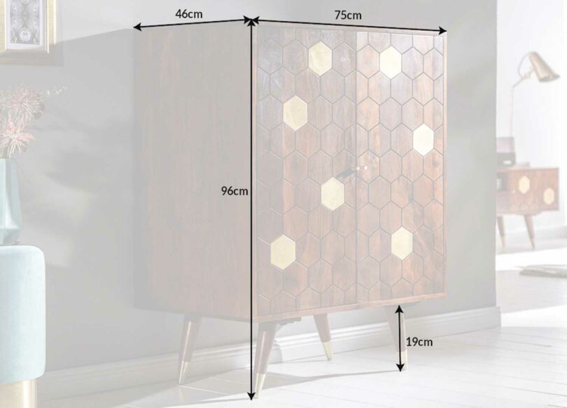 dimensions bar de rangement en bois d'acacia