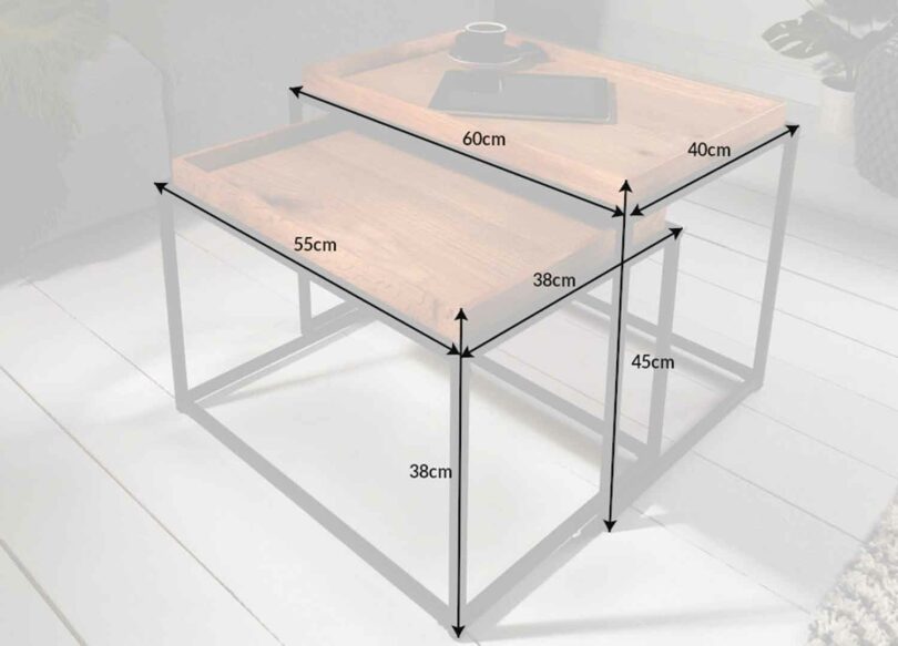dimensions tables basses encastrable style industriel