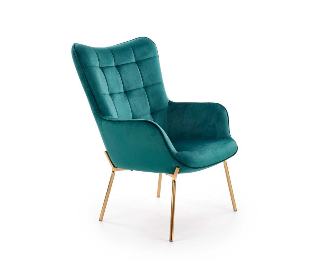 fauteuil relaxe moderne vert et doré