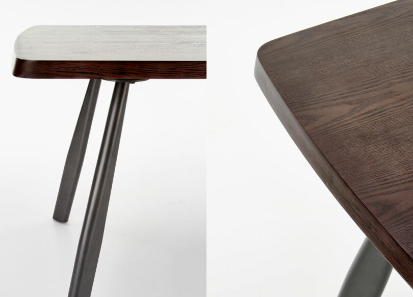 finition table de repas 180 cm décor noyer foncé