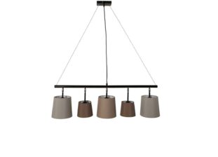 lampe à suspension avec abat jour en lin marron et beige