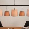 suspension luminaire avec 5 abat-jours en lin