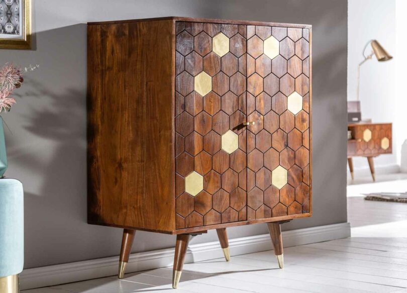 meuble de bar rétro en acacia