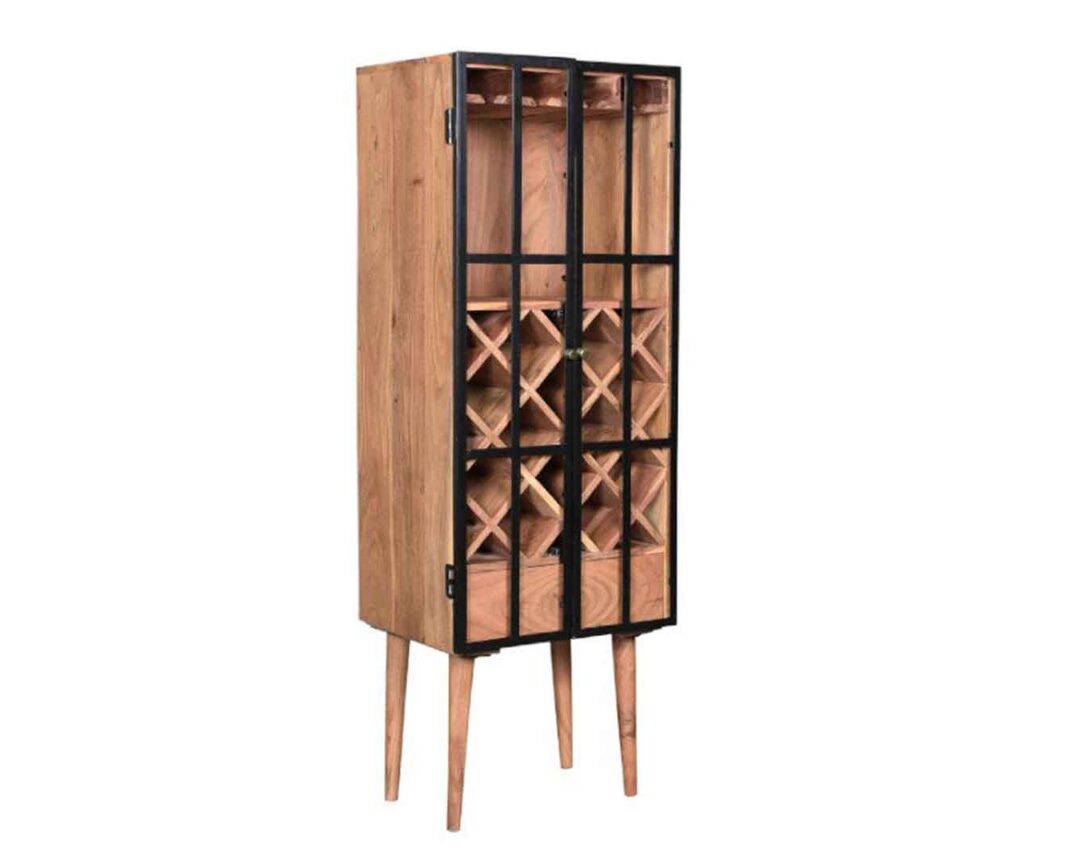 sogesfurniture Cave à vin avec casier à vin et Porte-Verre intégrés, Buffet en Bois, Buffet avec tiroir et Porte en Verre, Rangement de vin pour Cuisine, Salle à Manger, Bar, 75 x