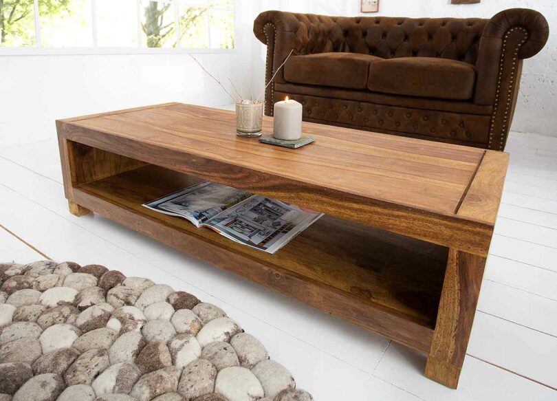 banc tv 110 cm en bois de shesham