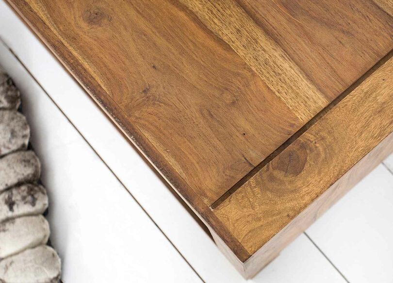 qualité et détail du banc tv en bois 110 cm