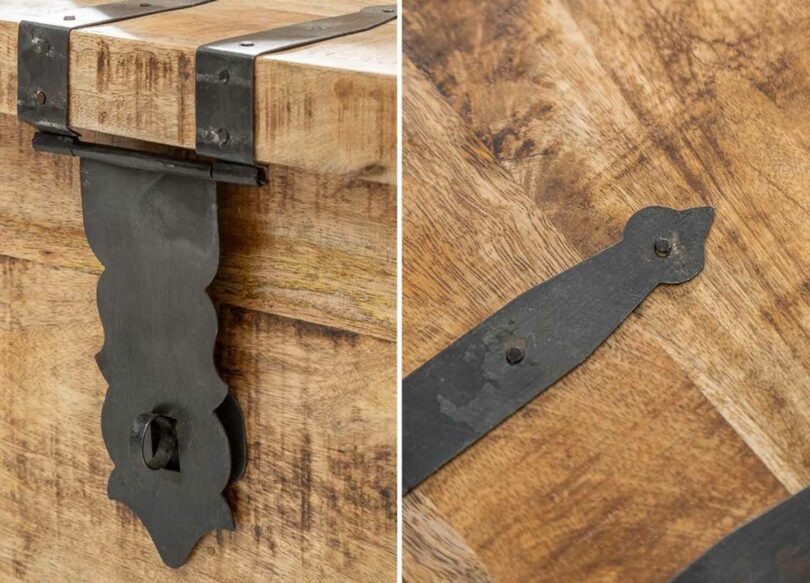 qualité et détail du coffre de bar table basse