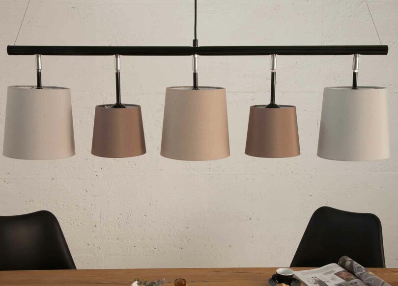 suspension moderne en lin marron et beige