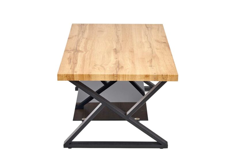 table basse rectangulaire chêne et métal noir