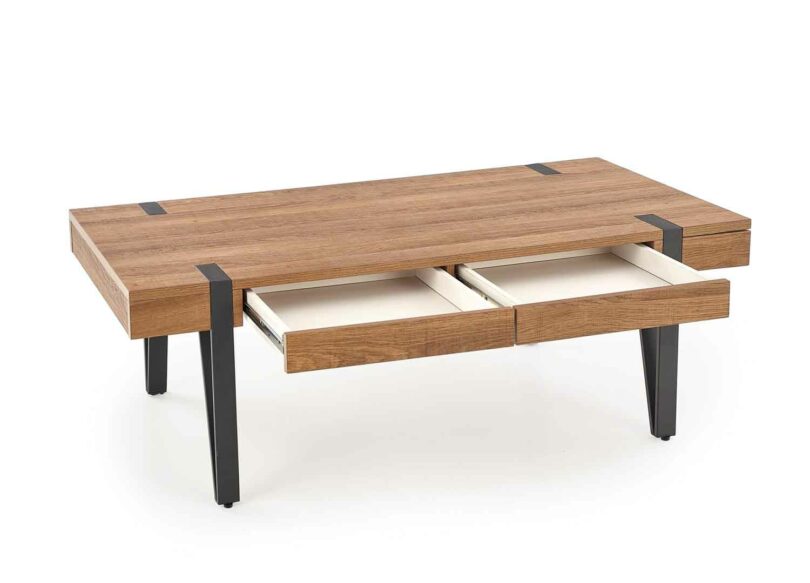 table basse industrielles pas cher décor noyer miel
