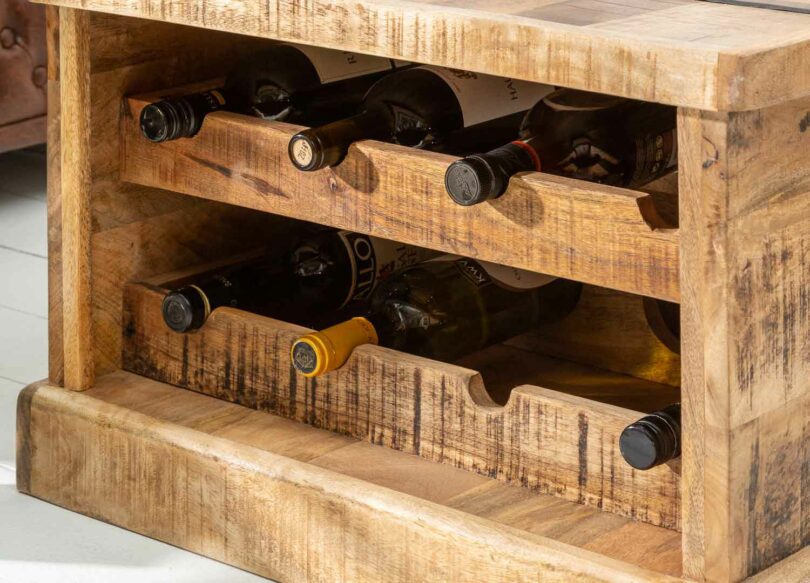 table basse avec rangement à bouteille