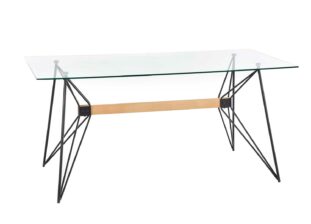 table de repas pas cher moderne en verre et piétement industriel