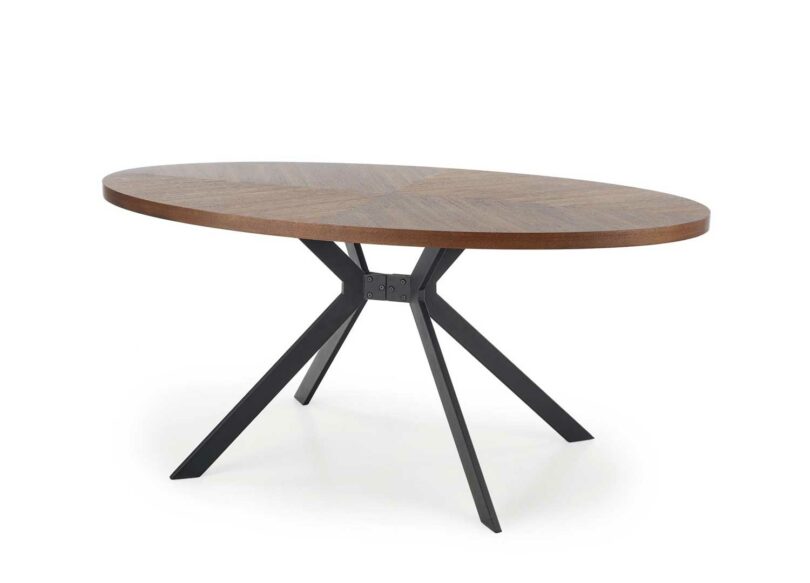 table à manger ovale 170 cm décor noyer