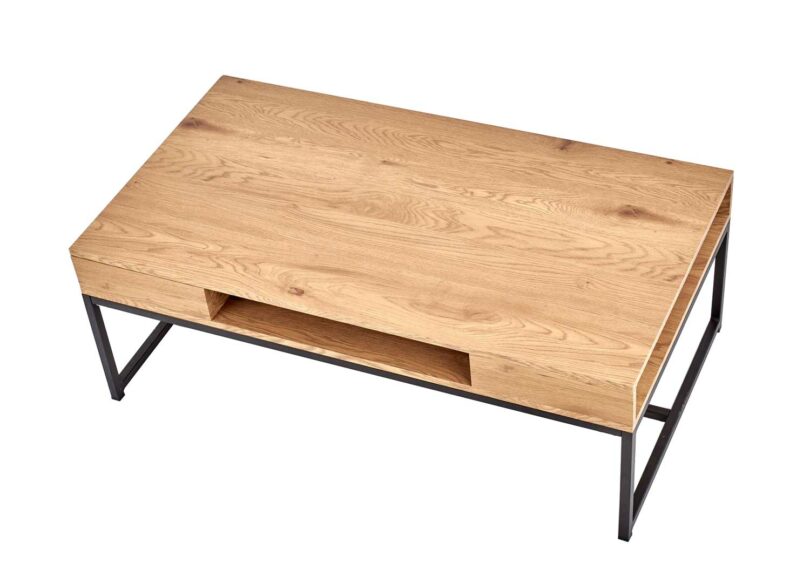 table basse 110 cm décor noir et bois pas cher