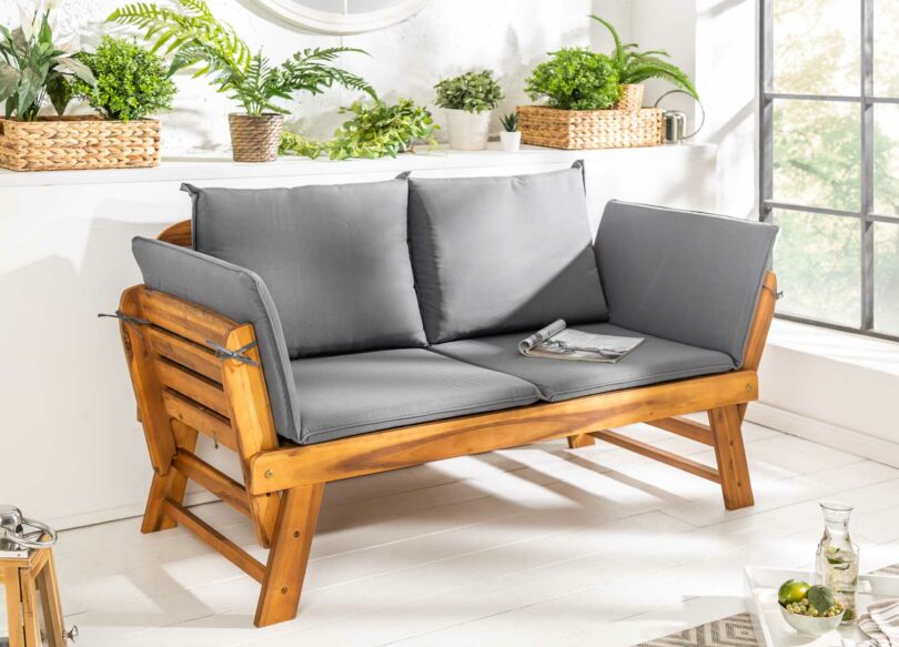 Banquette de jardin en bois massif