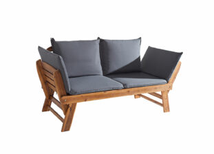 Banc de jardin en bois d'acacia 120 cm avec coussin rouge foncé VIVARA 