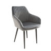 Chaise grise en velours - Gris argent