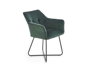 Chaise de salle à manger en velours vert foncé