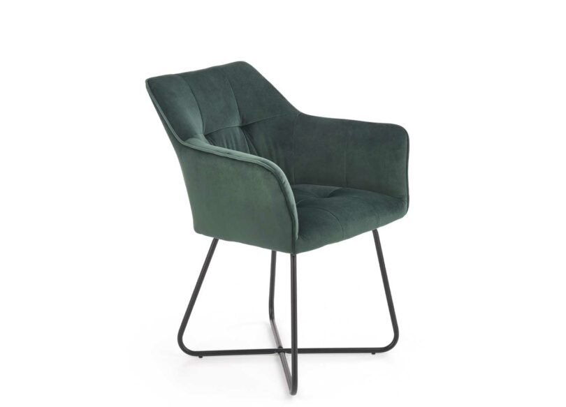 Chaise de salle à manger en velours vert foncé