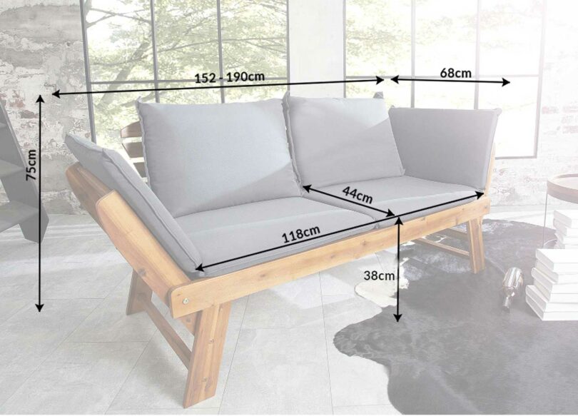 Dimensions du banc en bois