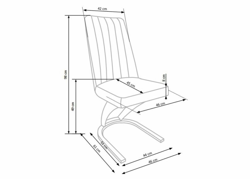 Dimensions de la chaise de séjour marron