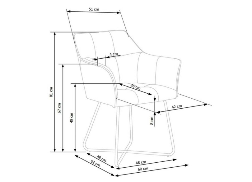 Dimensions de la chaise de salle à manger en velours