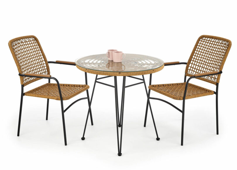 Ensemble de jardin en bois de rotin design