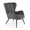 Fauteuil détente en velours gris foncé moderne