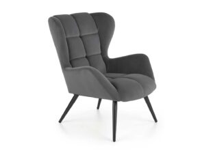 Fauteuil détente en velours gris foncé moderne