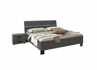 Lit double adulte en bois gris graphite