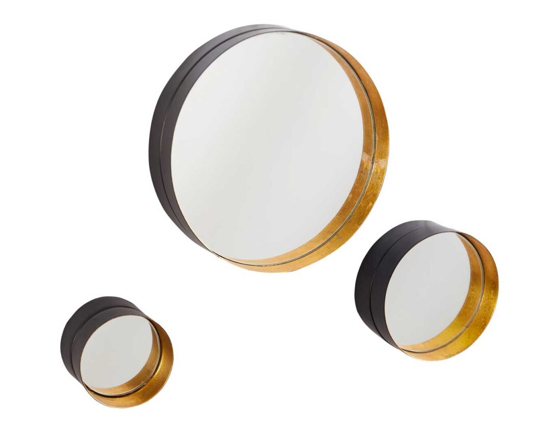 Ensemble 4 Miroirs Ronds HOMCOM - Métal Doré - 107x56cm - Déco Murale élégante