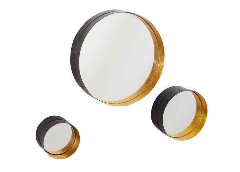Lot de 3 miroirs ronds dorés