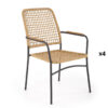 Lot de 4 chaises en bois de rotin design