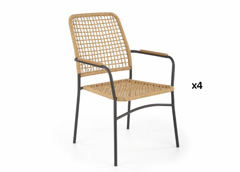 Lot de 4 chaises en bois de rotin design
