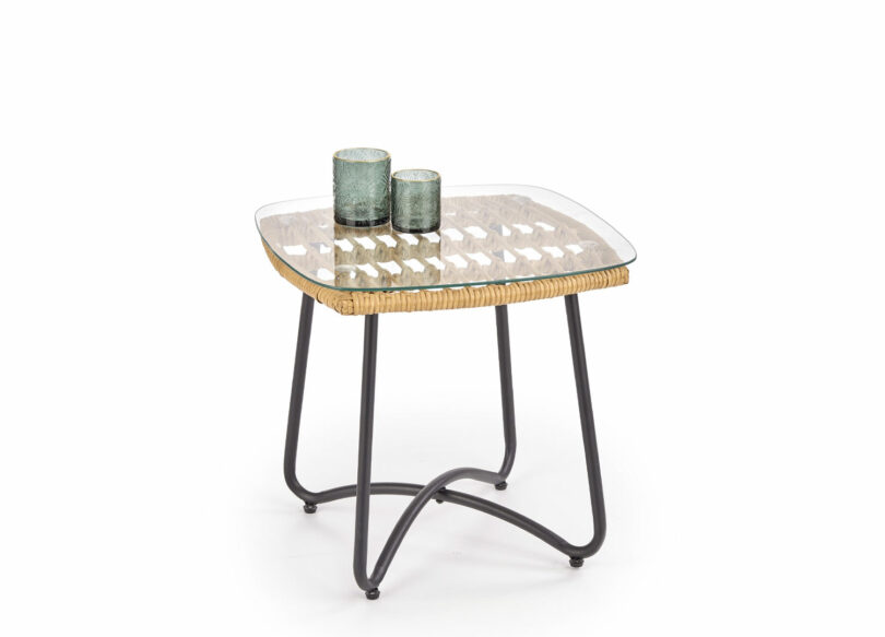 Petite table de jardin en rotin synthétique