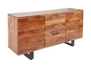 buffet en bois massif et métal noir