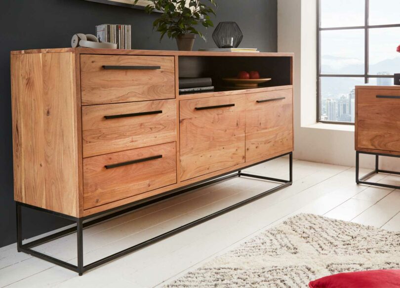 grand buffet moderne et industriel 165 cm