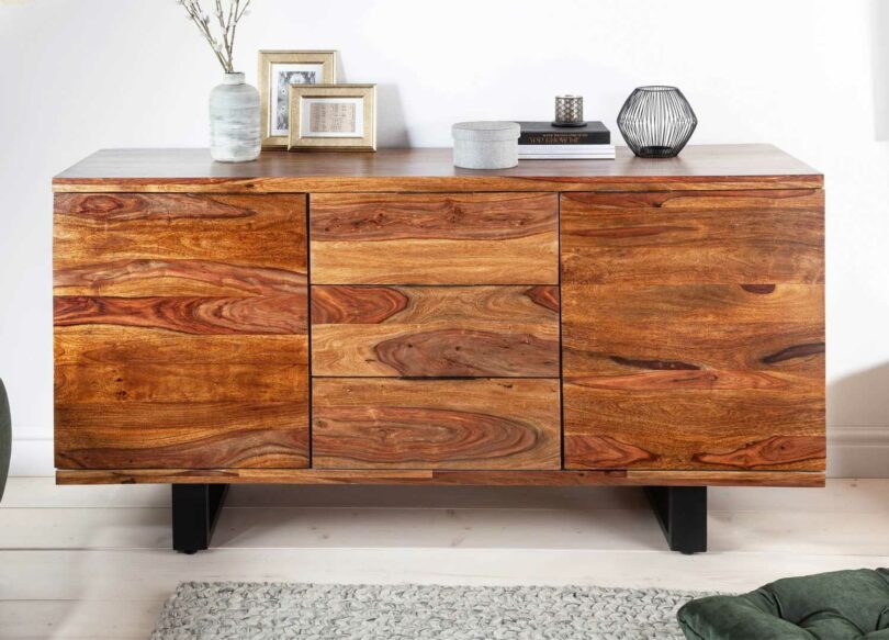 buffet en bois massif de sesham avec rangement