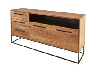 buffet 165 cm métal noir et bois massif