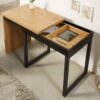 bureau 80-160 cm bois et métal noir