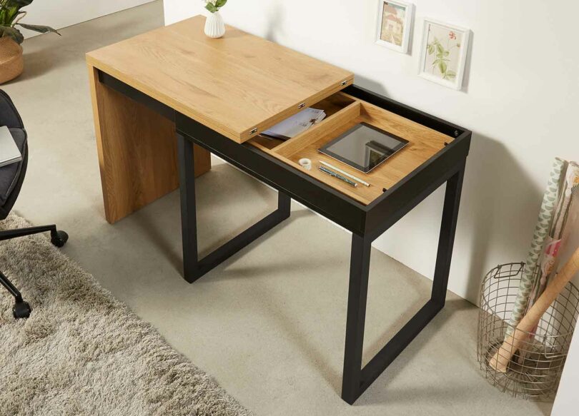 bureau 80-160 cm bois et métal noir