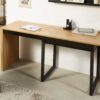bureau de travail bois et métal noir industriel