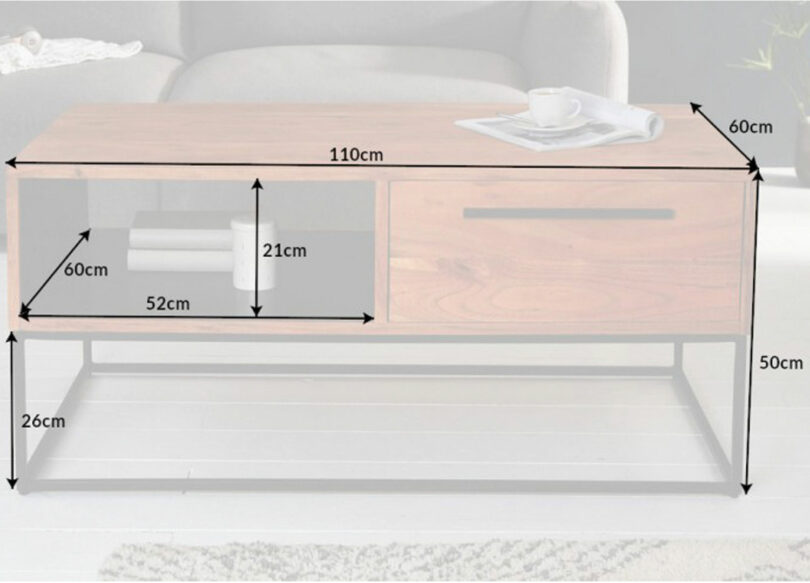 dimensions table basse industrielle