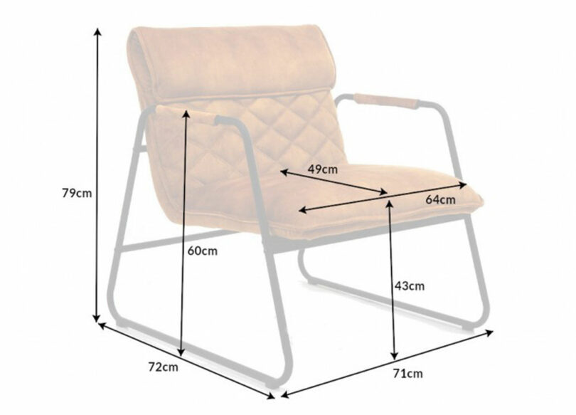 dimensions fauteuil de salon en velours