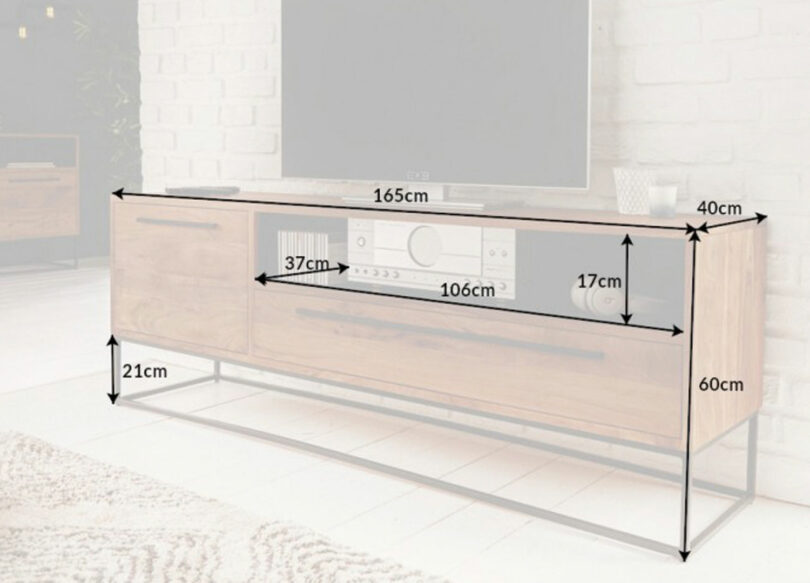 dimensions meuble tv en bois massif