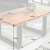 détail dimension table de salon en bois massif